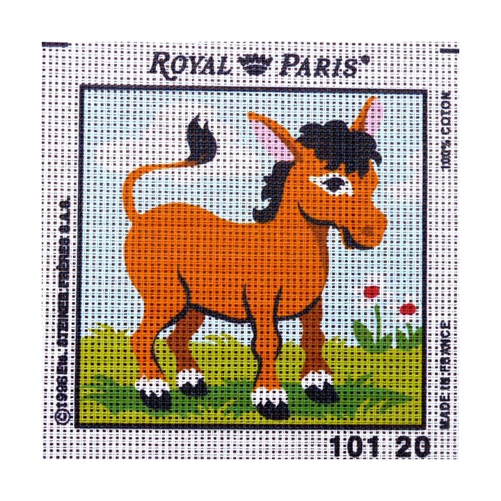Canevas à broder ENFANT 15 x 15 cm marque ROYAL PARIS thème CHEVAL PONEY fabrication française