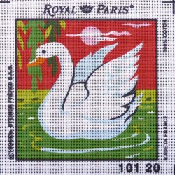 Canevas à broder ENFANT 15 x 15 cm marque ROYAL PARIS thème CYGNE fabrication française