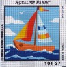 Canevas à broder ENFANT 15 x 15 cm marque ROYAL PARIS thème VOILIER BATEAU fabrication française