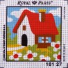 Canevas à broder ENFANT 15 x 15 cm marque ROYAL PARIS thème MAISON CHAUMIERE fabrication française