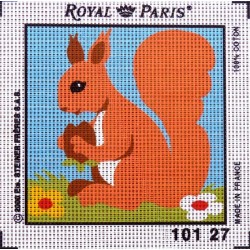 Canevas à broder ENFANT 15 x 15 cm marque ROYAL PARIS thème ECUREUIL fabrication française