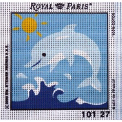 Canevas à broder ENFANT 15 x 15 cm marque ROYAL PARIS thème DAUPHIN fabrication française