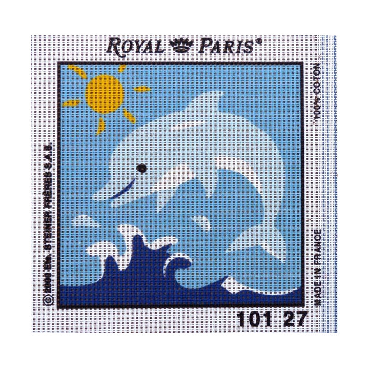 Canevas à broder ENFANT 15 x 15 cm marque ROYAL PARIS thème DAUPHIN fabrication française