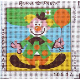 Canevas à broder ENFANT 15 x 15 cm marque ROYAL PARIS thème CLOWN fabrication française