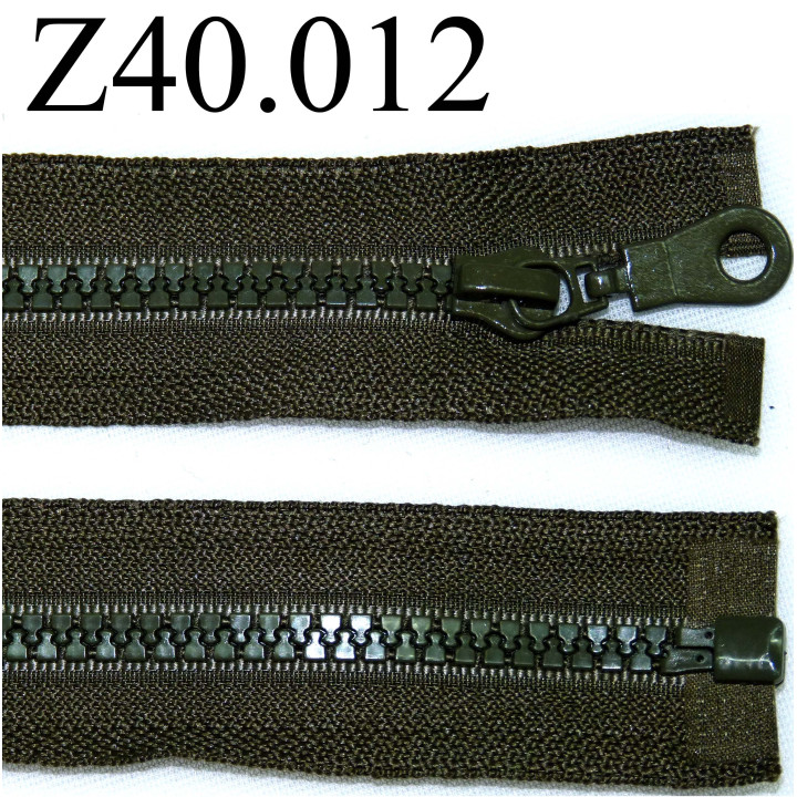 fermeture éclair verte  longueur 40 cm couleur vert kaki  séparable zip nylon largeur 3,2 cm largeur du zip moulé 6 mm