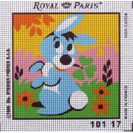 Canevas à broder ENFANT 15 x 15 cm marque ROYAL PARIS thème LAPIN fabrication française
