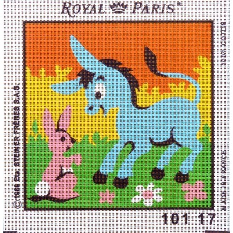 Canevas à broder ENFANT 15 x 15 cm marque ROYAL PARIS thème PETIT ANE fabrication française