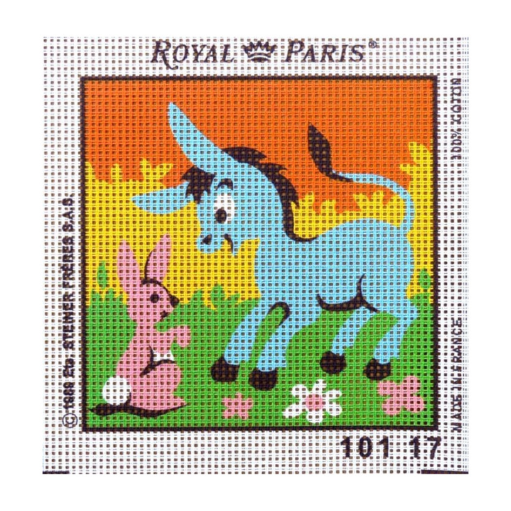 Canevas à broder ENFANT 15 x 15 cm marque ROYAL PARIS thème PETIT ANE fabrication française