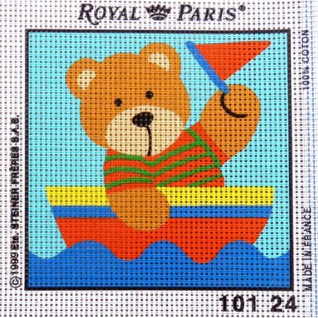 Canevas à broder ENFANT 15 x 15 cm marque ROYAL PARIS thème PETIT OURS made in France