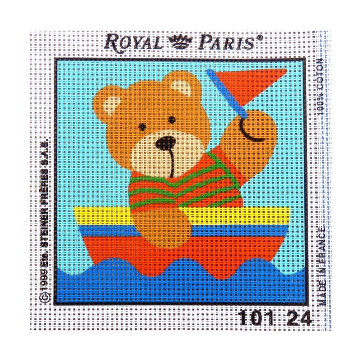 Canevas à broder ENFANT 15 x 15 cm marque ROYAL PARIS thème PETIT OURS made in France