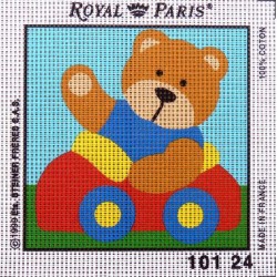 Canevas à broder ENFANT 15 x 15 cm marque ROYAL PARIS thème PETIT OURS made in France