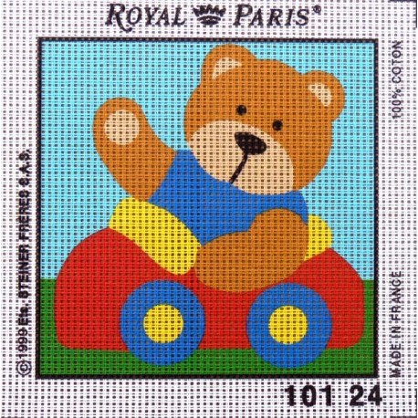 Canevas à broder ENFANT 15 x 15 cm marque ROYAL PARIS thème PETIT OURS made in France