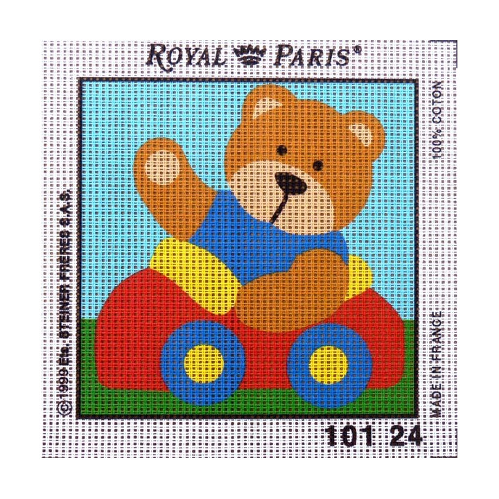 Canevas à broder ENFANT 15 x 15 cm marque ROYAL PARIS thème PETIT OURS made in France