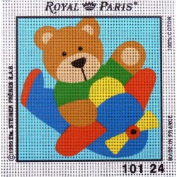 Canevas à broder ENFANT 15 x 15 cm marque ROYAL PARIS thème PETIT OURS made in France