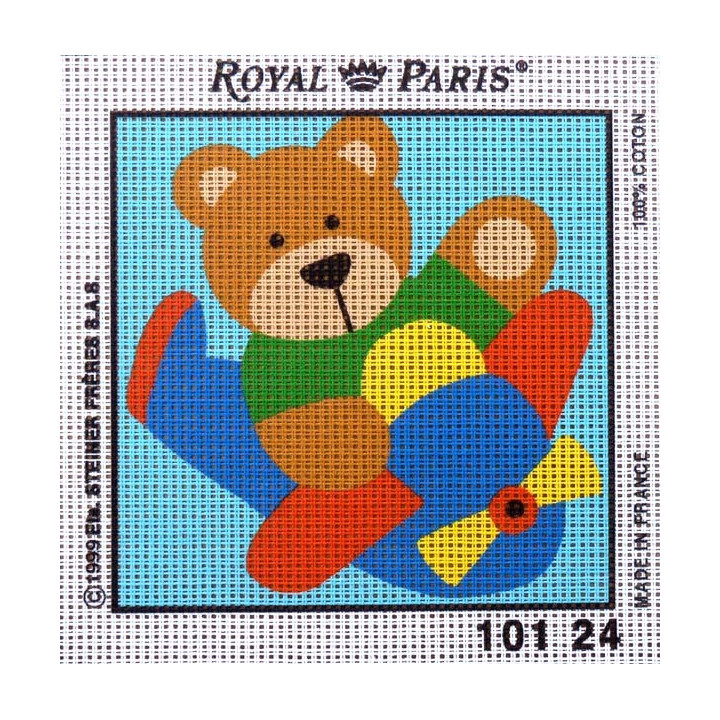 Canevas à broder ENFANT 15 x 15 cm marque ROYAL PARIS thème PETIT OURS made in France