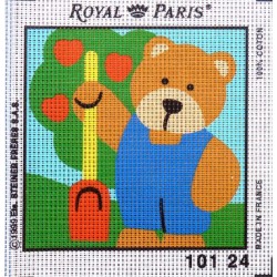 Canevas à broder ENFANT 15 x 15 cm marque ROYAL PARIS thème PETIT OURS made in France