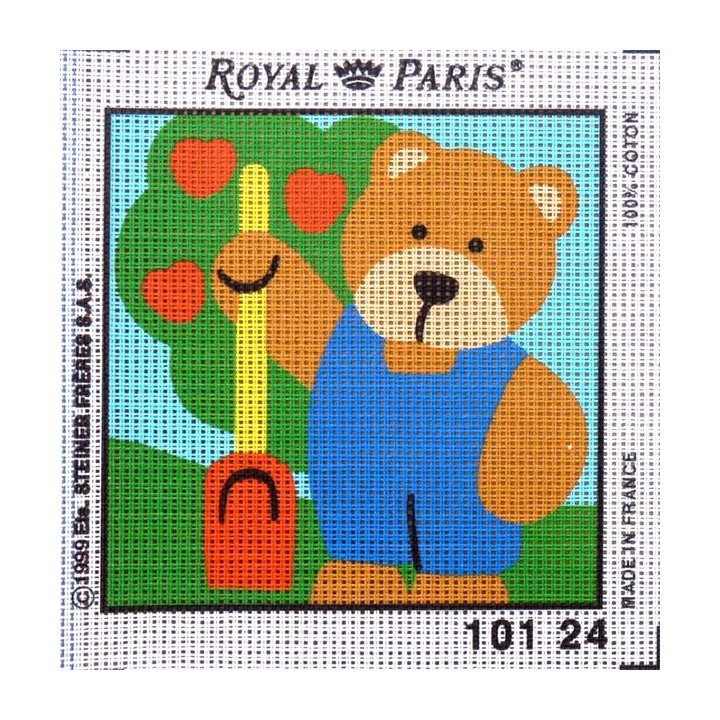 Canevas à broder ENFANT 15 x 15 cm marque ROYAL PARIS thème PETIT OURS made in France