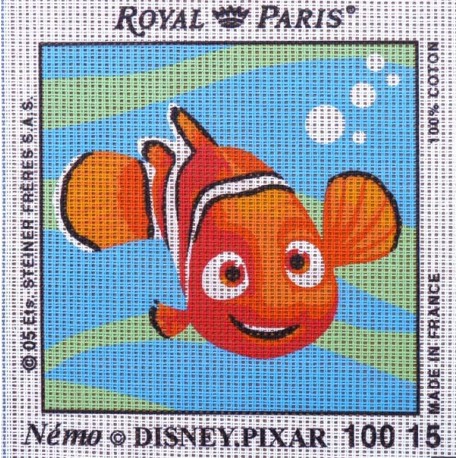 Canevas à broder ENFANT 15 x 15 cm DISNEY PIXAR marque ROYAL PARIS thème NEMO made in France