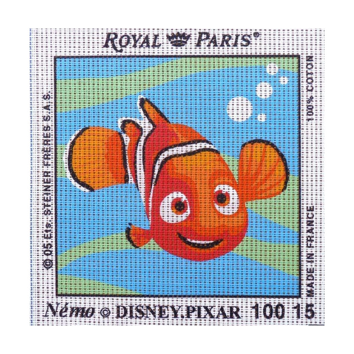 Canevas à broder ENFANT 15 x 15 cm DISNEY PIXAR marque ROYAL PARIS thème NEMO made in France