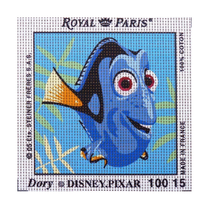 Canevas à broder ENFANT 15 x 15 cm DISNEY PIXAR marque ROYAL PARIS thème NEMO dory made in France