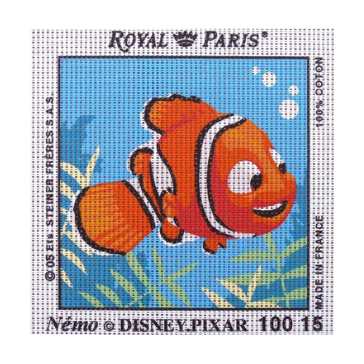 Canevas à broder ENFANT 15 x 15 cm DISNEY PIXAR marque ROYAL PARIS thème NEMO made in France