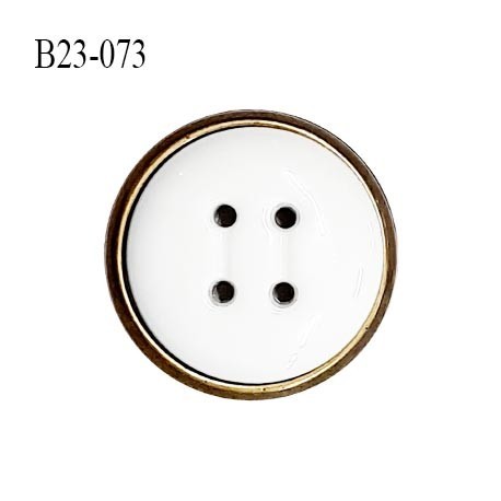 Bouton 23 mm en pvc couleur blanc sur socle couleur laiton bouton composé de deux éléments prix à l'unité