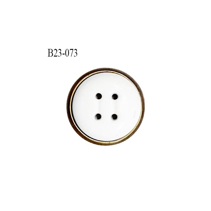 Bouton 23 mm en pvc couleur blanc sur socle couleur laiton bouton composé de deux éléments prix à l'unité