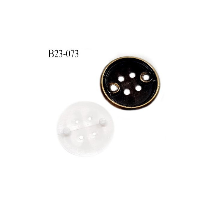 Bouton 23 mm en pvc couleur blanc sur socle couleur laiton bouton composé de deux éléments prix à l'unité