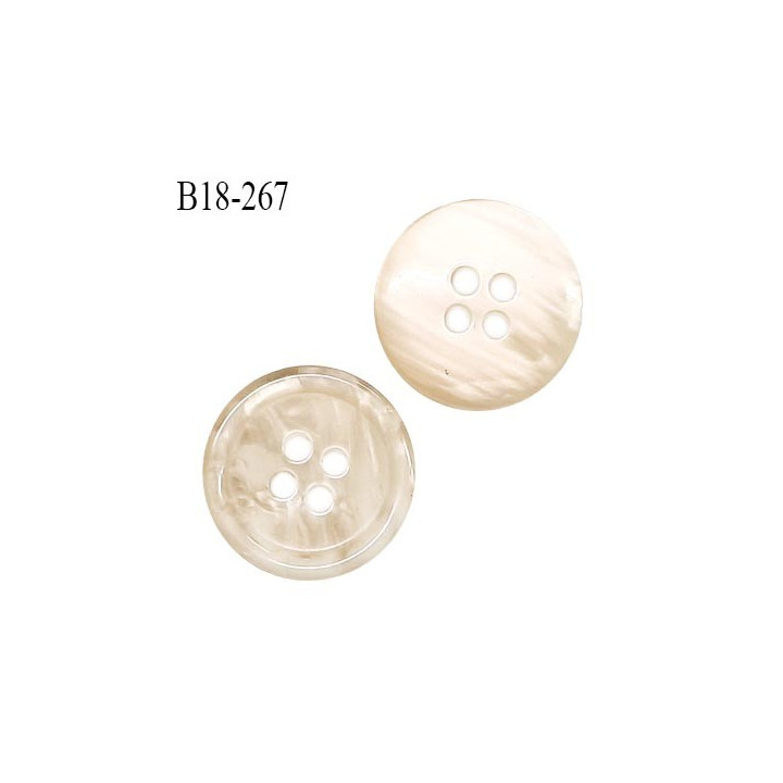 Bouton 18 mm en pvc couleur beige nacré et marbré diamètre 18 mm épaisseur 3 mm prix à la pièce