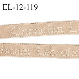 Elastique lingerie 12 mm très haut de gamme élastique souple couleur chair doré inscription Christian Lacroix prix au mètre