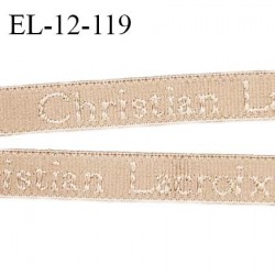 Elastique lingerie 12 mm très haut de gamme élastique souple couleur chair doré inscription Christian Lacroix prix au mètre