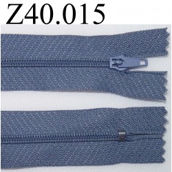 fermeture zip à glissière longueur 40 cm couleur bleu gris non séparable zip nylon largeur 2.5 cm