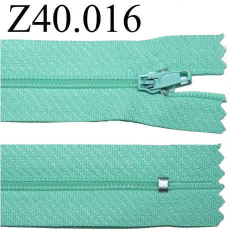 fermeture éclair verte longueur 40 cm couleur vert non séparable zip nylon largeur 2.5 cm 