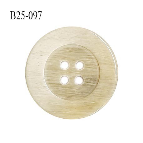 Bouton 25 mm en pvc couleur beige 4 trous diamètre 25 mm épaisseur 4 mm prix à la pièce