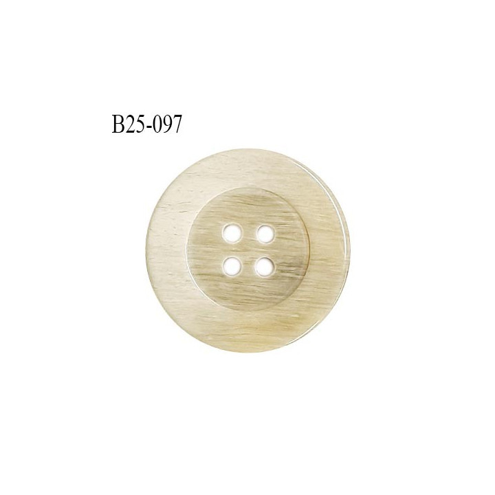 Bouton 25 mm en pvc couleur beige 4 trous diamètre 25 mm épaisseur 4 mm prix à la pièce