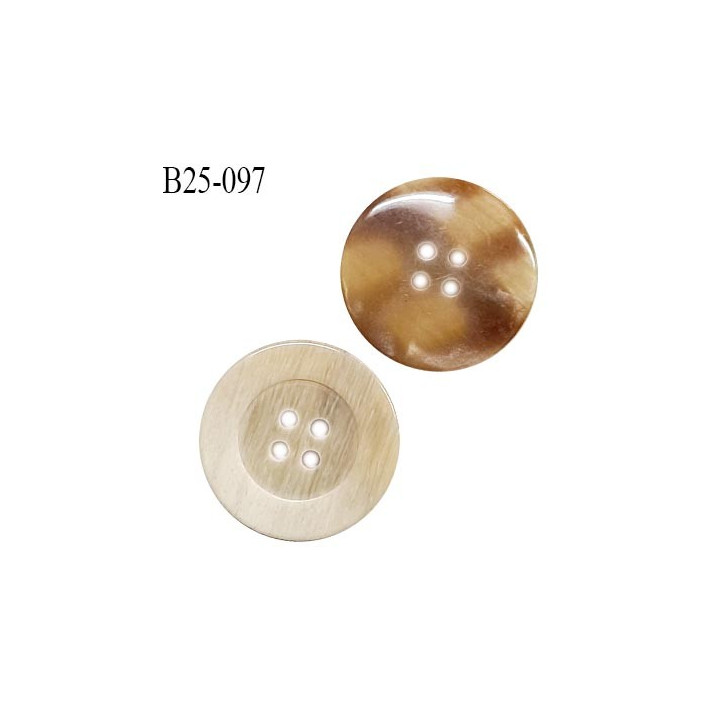 Bouton 25 mm en pvc couleur beige 4 trous diamètre 25 mm épaisseur 4 mm prix à la pièce