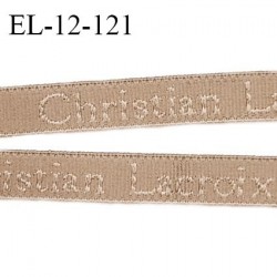 Elastique lingerie 12 mm très haut de gamme élastique souple couleur nougatine inscription Christian Lacroix prix au mètre