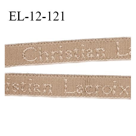 Elastique lingerie 12 mm très haut de gamme élastique souple couleur nougatine inscription Christian Lacroix prix au mètre