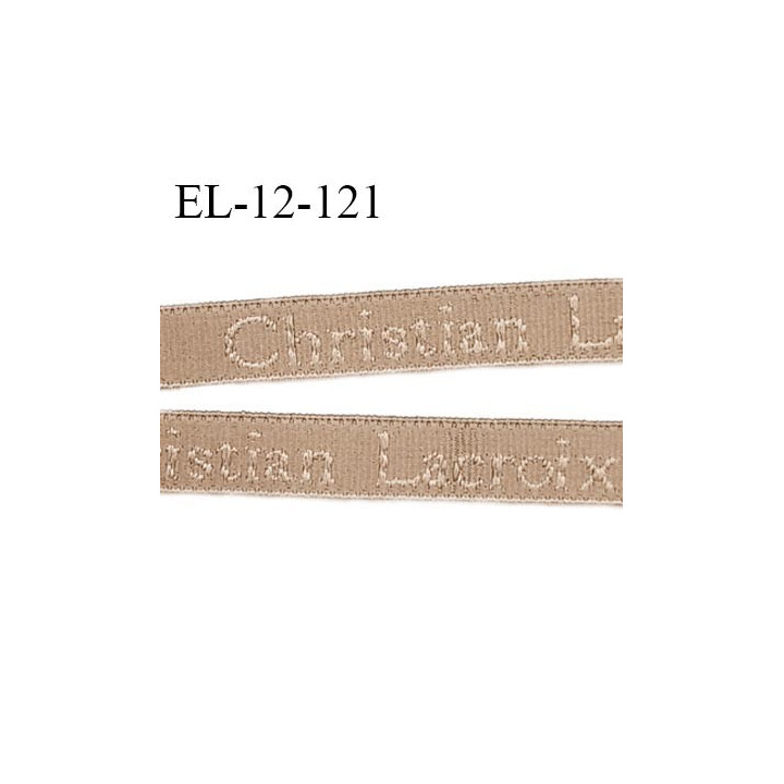 Elastique lingerie 12 mm très haut de gamme élastique souple couleur nougatine inscription Christian Lacroix prix au mètre