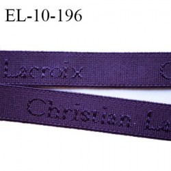 Elastique 10 mm lingerie très haut de gamme inscription Christian Lacroix fabriqué en France couleur violet nuit prix au mètre