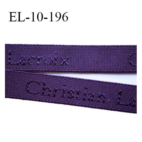 Elastique 10 mm lingerie très haut de gamme inscription Christian Lacroix fabriqué en France couleur violet nuit prix au mètre