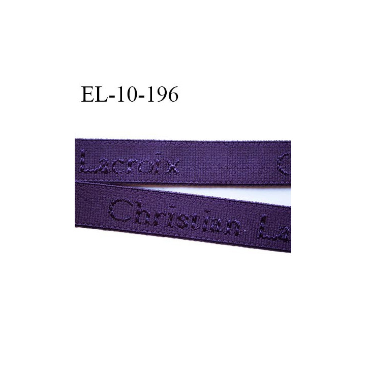 Elastique 10 mm lingerie très haut de gamme inscription Christian Lacroix fabriqué en France couleur violet nuit prix au mètre