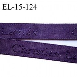 Elastique lingerie 15 mm très haut de gamme élastique souple couleur violet nuit inscription Christian Lacroix prix au mètre