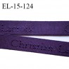 Elastique lingerie 15 mm très haut de gamme élastique souple couleur violet nuit inscription Christian Lacroix prix au mètre