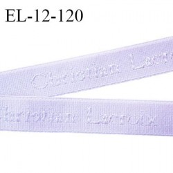 Elastique lingerie 12 mm très haut de gamme élastique souple couleur lilas inscription Christian Lacroix prix au mètre