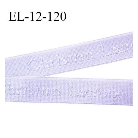 Elastique lingerie 12 mm très haut de gamme élastique souple couleur lilas inscription Christian Lacroix prix au mètre