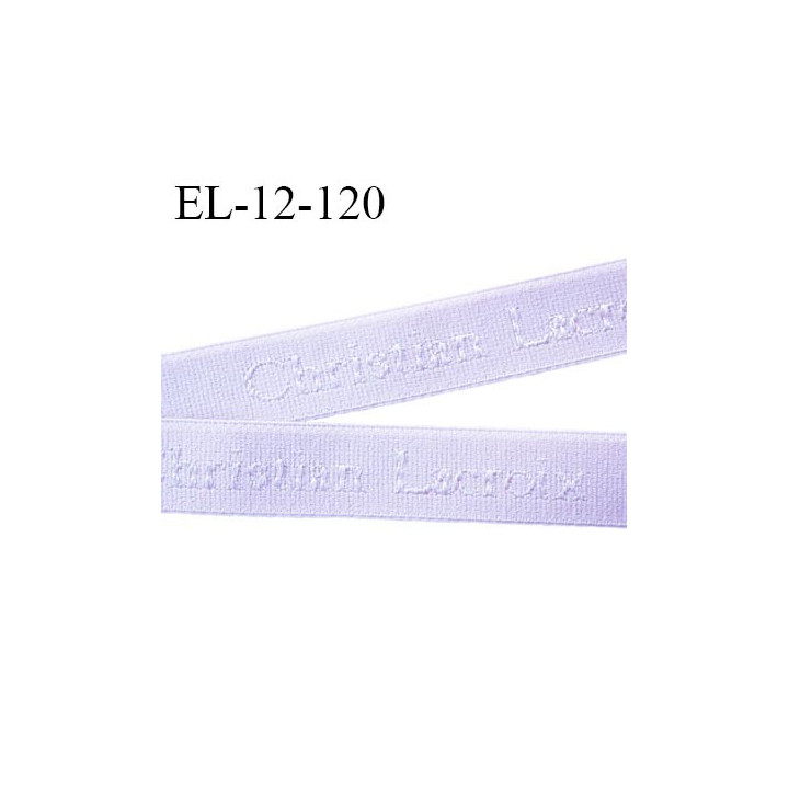 Elastique lingerie 12 mm très haut de gamme élastique souple couleur lilas inscription Christian Lacroix prix au mètre