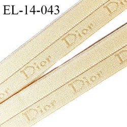 Elastique lingerie 14 mm pré plié très haut de gamme inscription Dior couleur chair clair prix au mètre