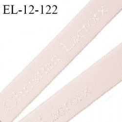 Elastique lingerie 12 mm très haut de gamme élastique souple couleur rose pétale inscription Christian Lacroix prix au mètre
