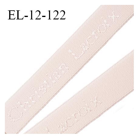 Elastique lingerie 12 mm très haut de gamme élastique souple couleur rose pétale inscription Christian Lacroix prix au mètre